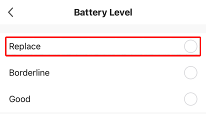Battery Level screen